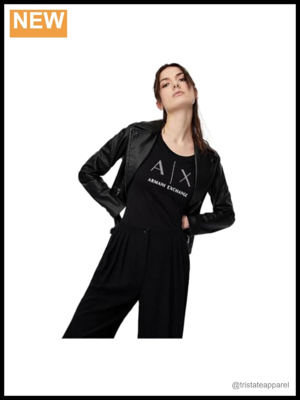 Women's Eco Leather Moto Jacket with Zipper Closure